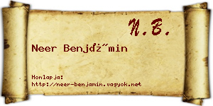 Neer Benjámin névjegykártya